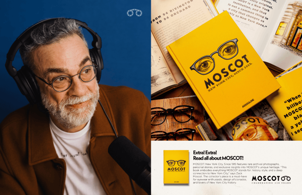 Man in glasses with a headset, next to a yellow 