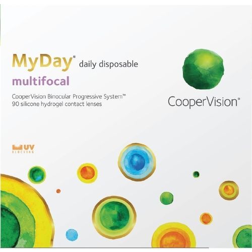 A box of myday daily disposable multifocal contact lenses.