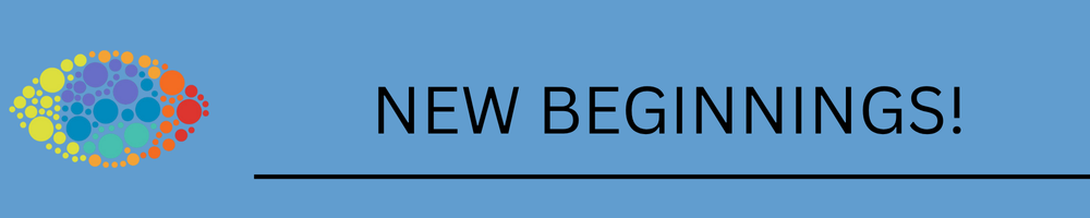 A blue background with the words new beginnings on it
