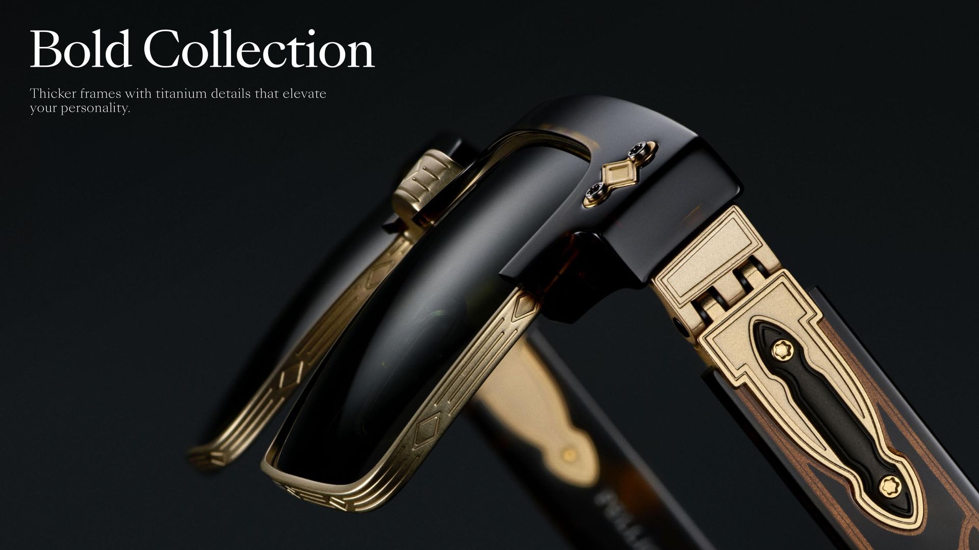 A black and gold item that says bold collection