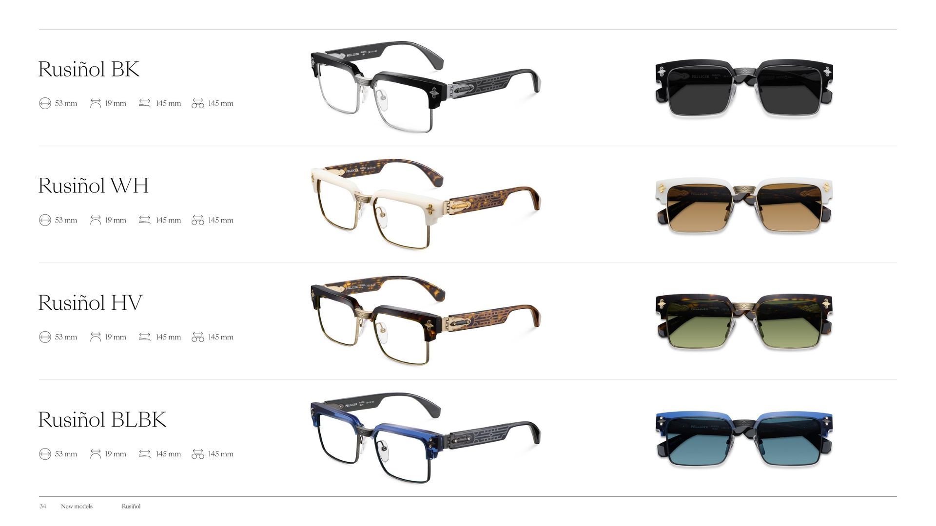 A row of different types of sunglasses on a white background