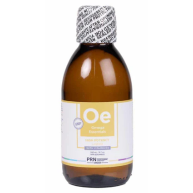 A bottle of PRN Omega-3 Liquid.