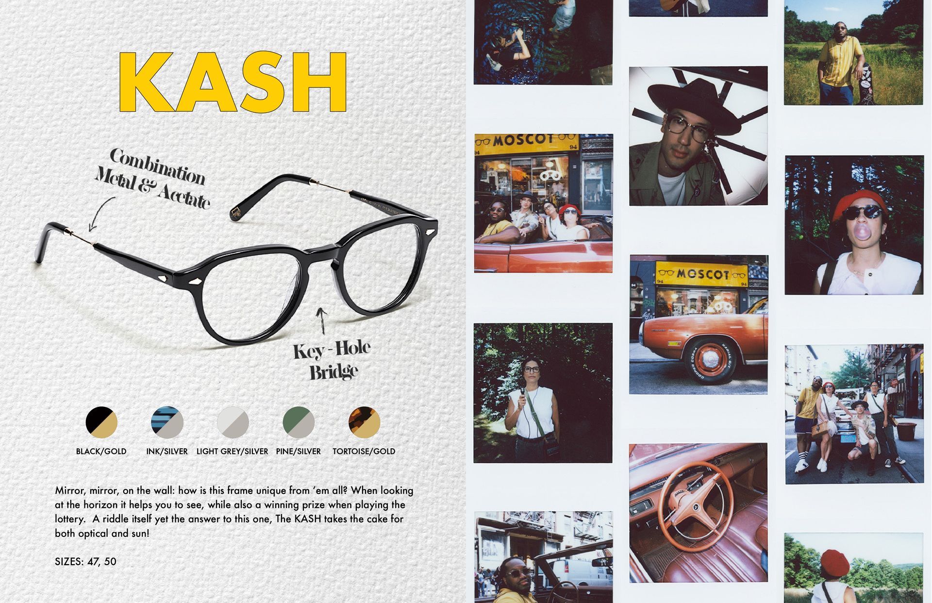 An advertisement for a pair of glasses called kash