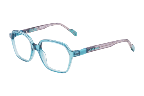 A pair of blue and pink glasses on a white background.