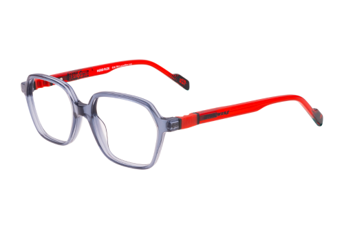 A pair of glasses with red frames on a white background.