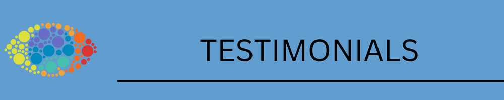 A blue banner with the words testimonials on it