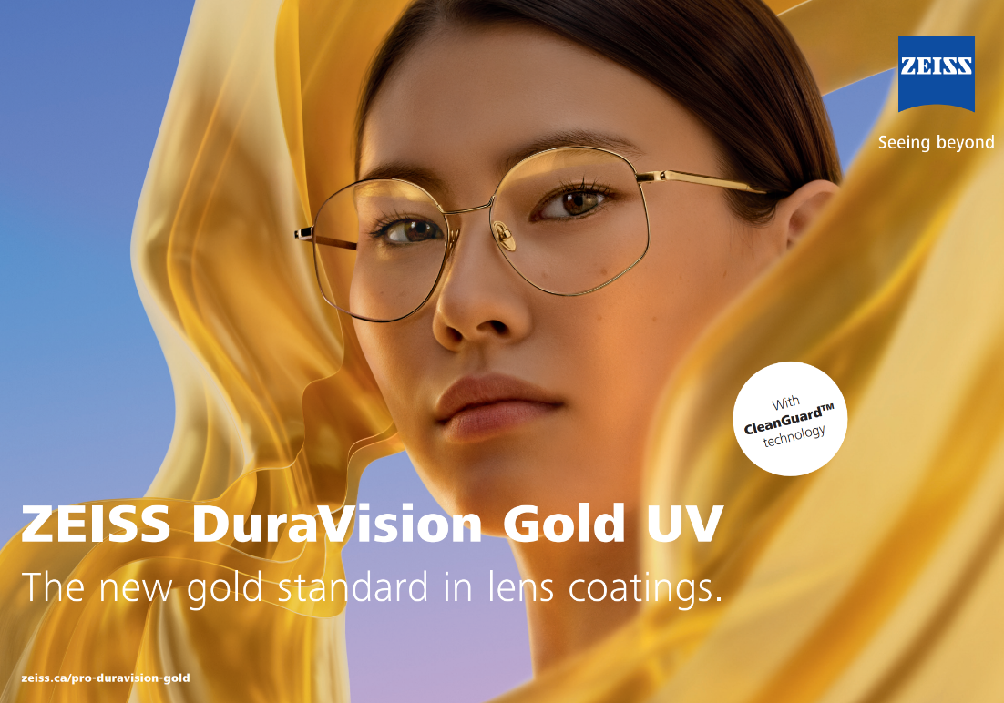 An advertisement for zeiss duravision gold uv glasses