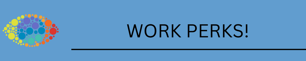 A blue background with the words work perks on it
