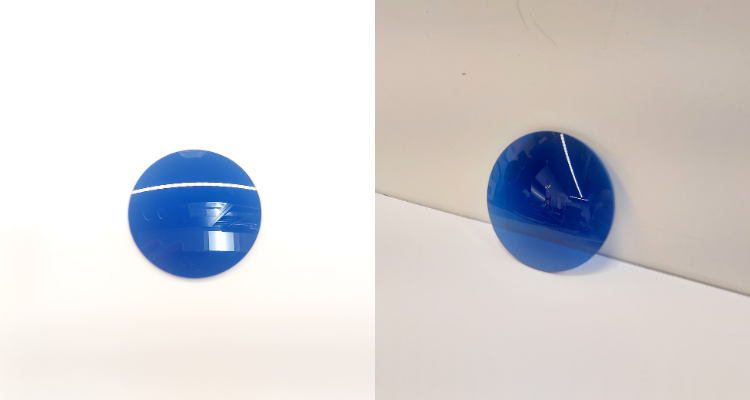 Two pictures of a blue Z1 lens.