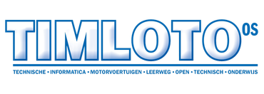 Blue "TIMLOTO OS" logo with the subtitle "TECHNISCHE INFORMATICA &bull; MOTIVATIE &bull; LEERWEG &bull; OPEN &bull; TECHNISCH &bull; ONDERWIJS".