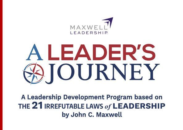 Cover for “A Leader’s Journey” by Maxwell Leadership, with blue and red text and a compass icon.
