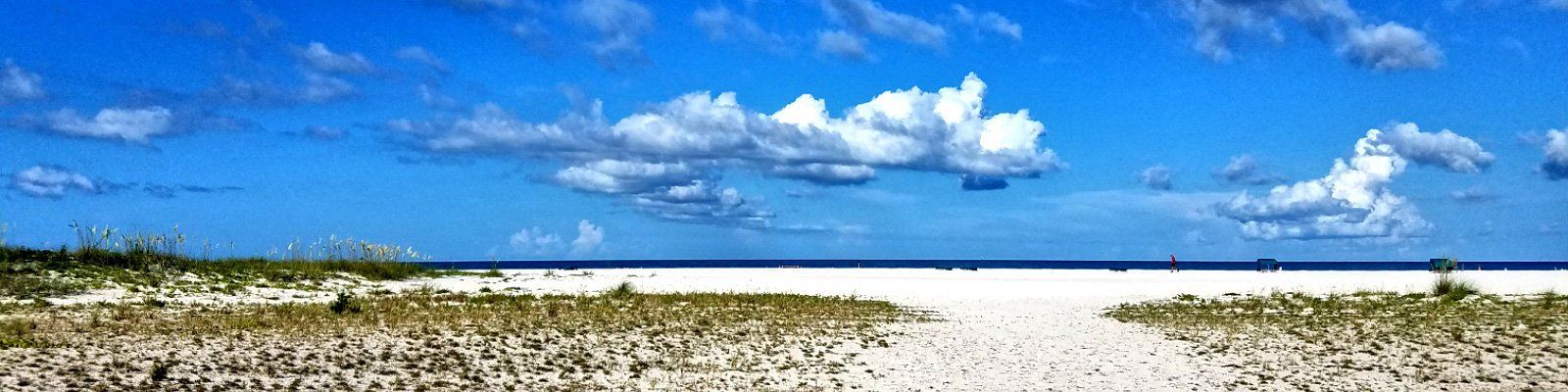 A white sand beach on a sunny day near Tierra Verde, FL.