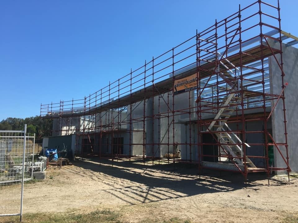 Construction Site With Metal Scaffolding