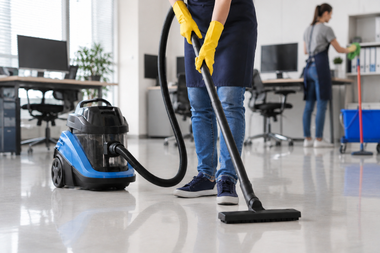 vacuuming office flooring. 
