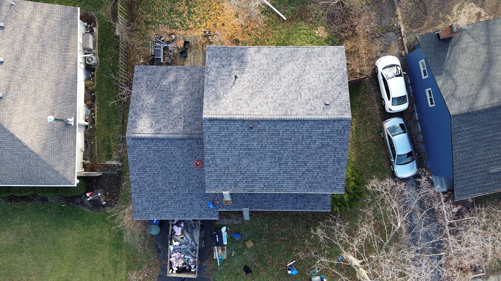 A roof with a lot of vents on it