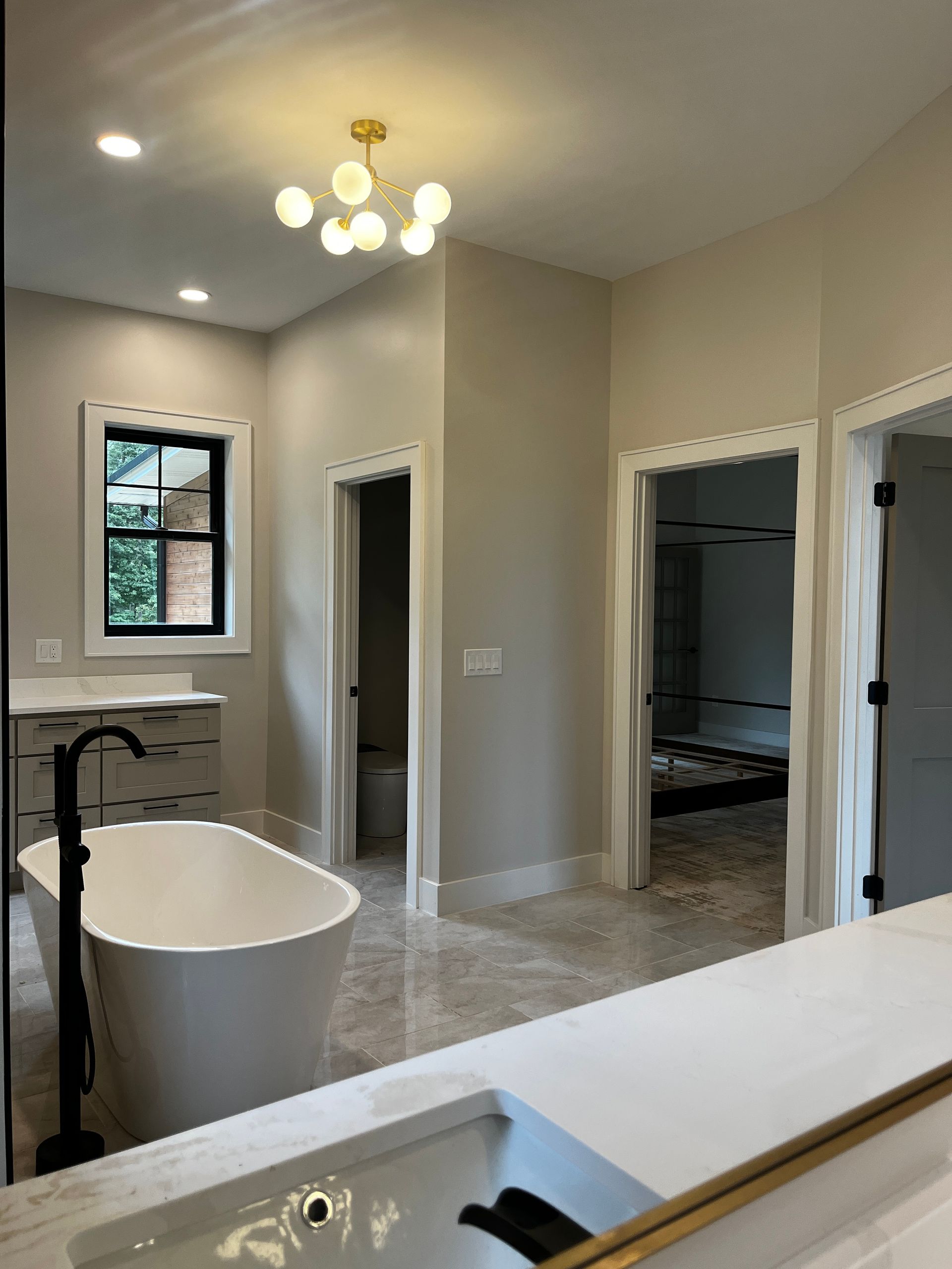 A staircase is being built in a house.