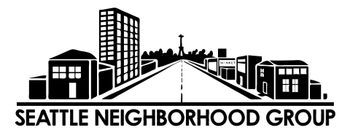 A black and white logo for the seattle neighborhood group