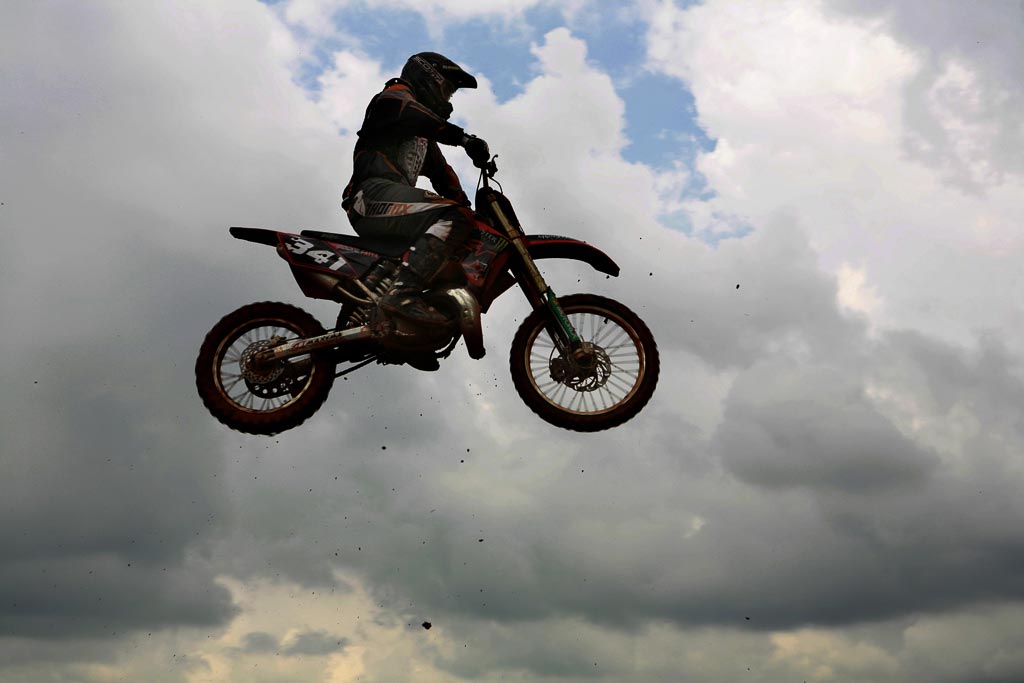 Dirt biker in air