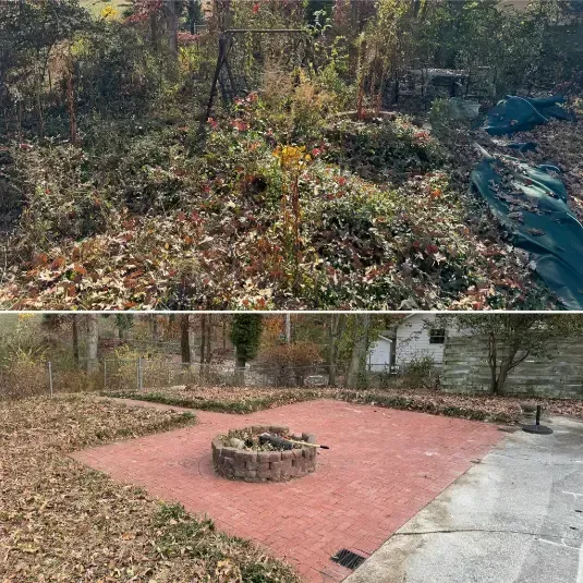 Firepit Area Cleanup Before and After Image  junk removal Chattanooga services