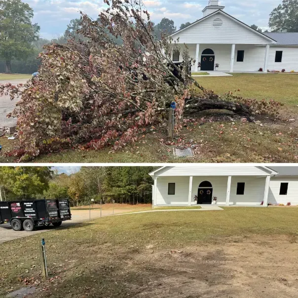 Tree Fall Debris Removal Before and After Image junk removal Chattanooga services
