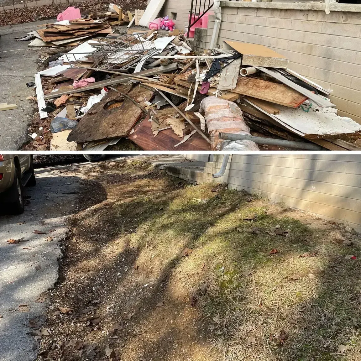 construction debris removal before after