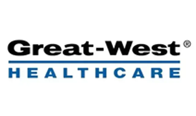 The logo for great west healthcare is blue and black