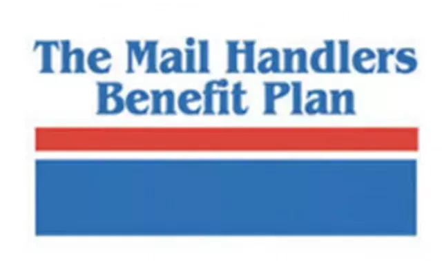 A blue and red logo for the mail handlers benefit plan