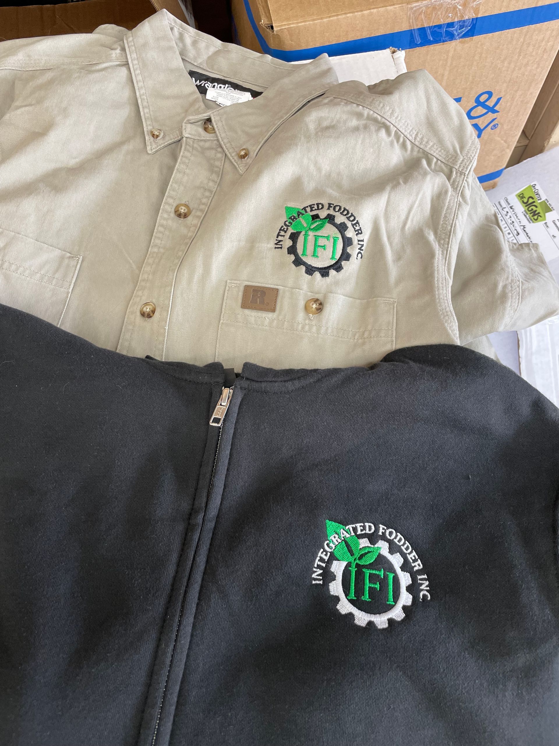 A shirt and a jacket are laying on top of each other