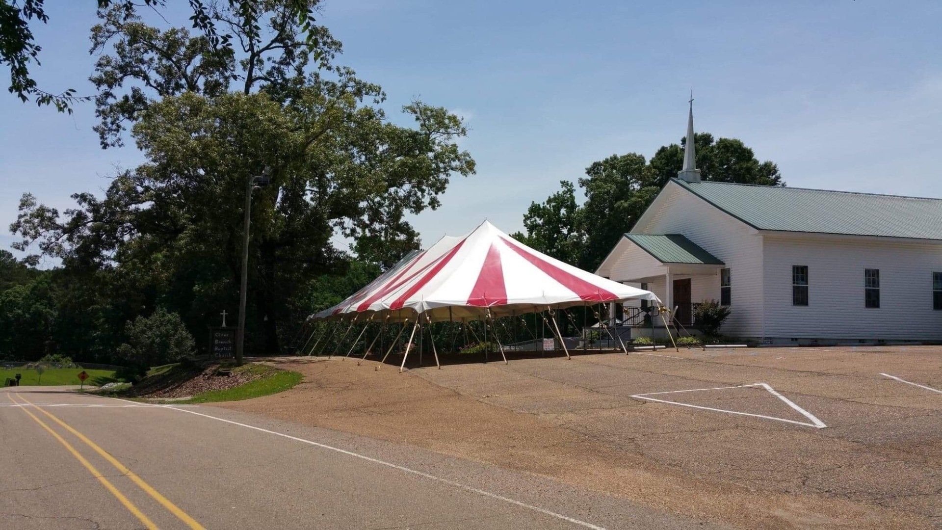 Red And White Event Tent — Jackson, MS — All Seasons Events