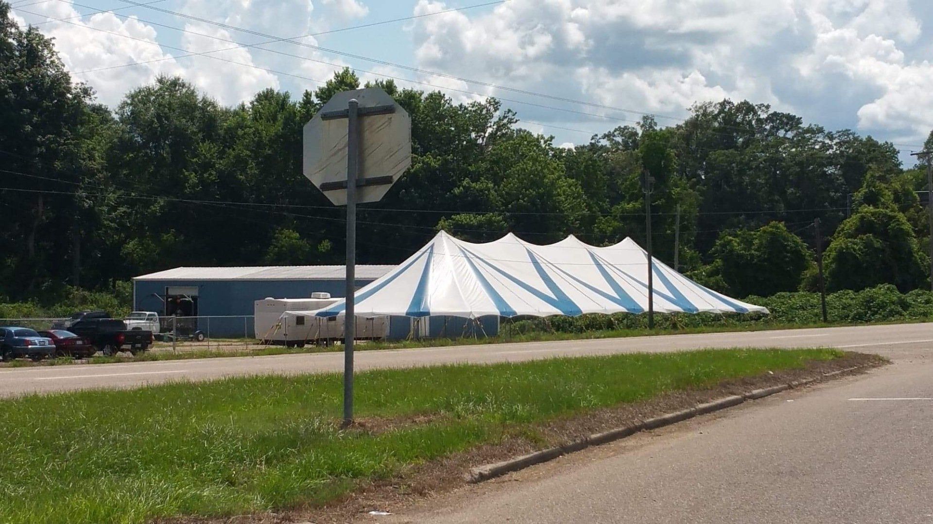 Blue And White Tent For Special Event — Jackson, MS — All Seasons Events