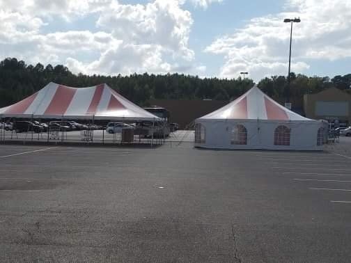 Two Large Red And White Tent — Jackson, MS — All Seasons Events