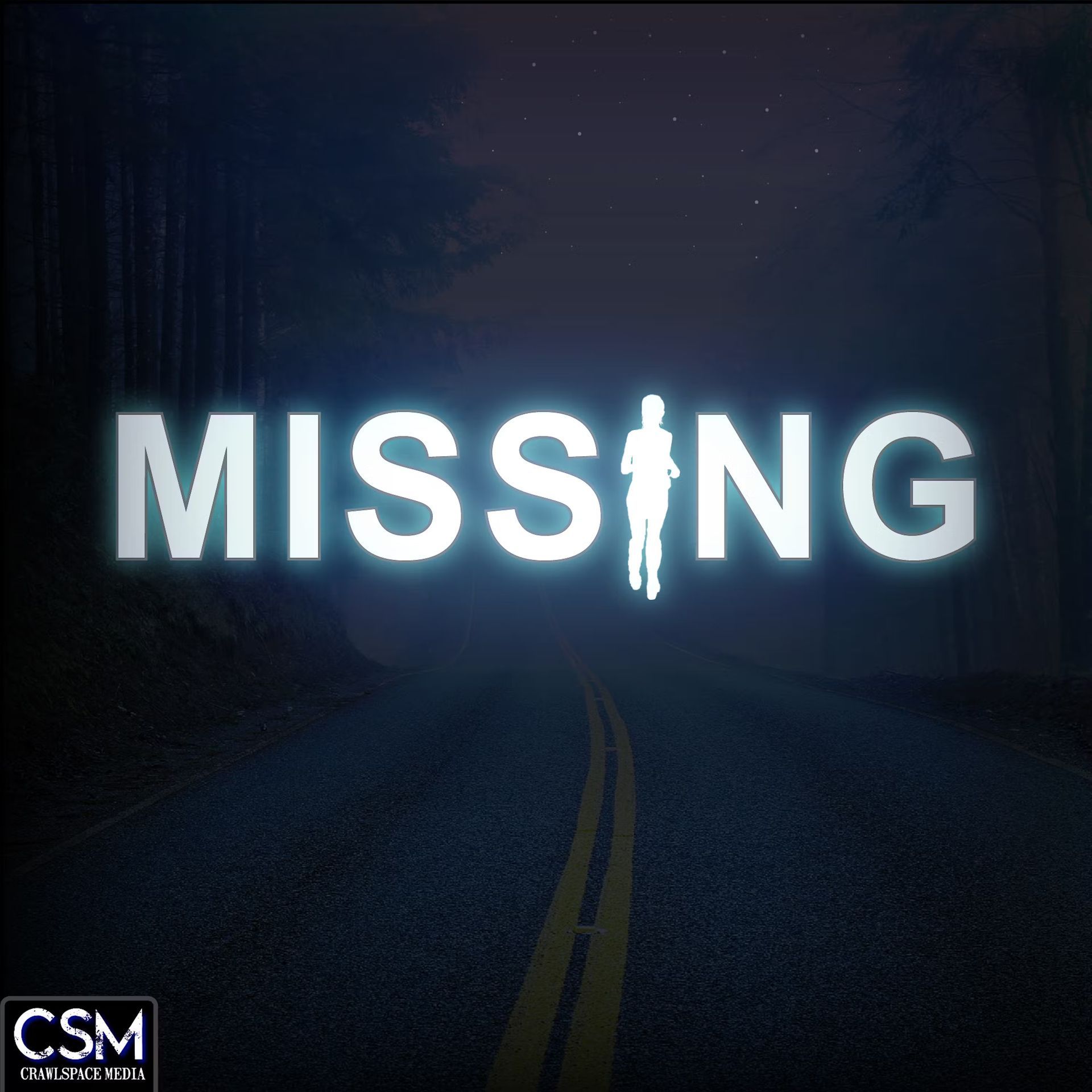 The word missing that is on a dark background