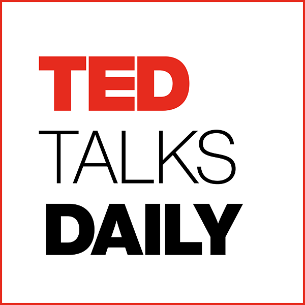 A red and black logo for ted talks daily