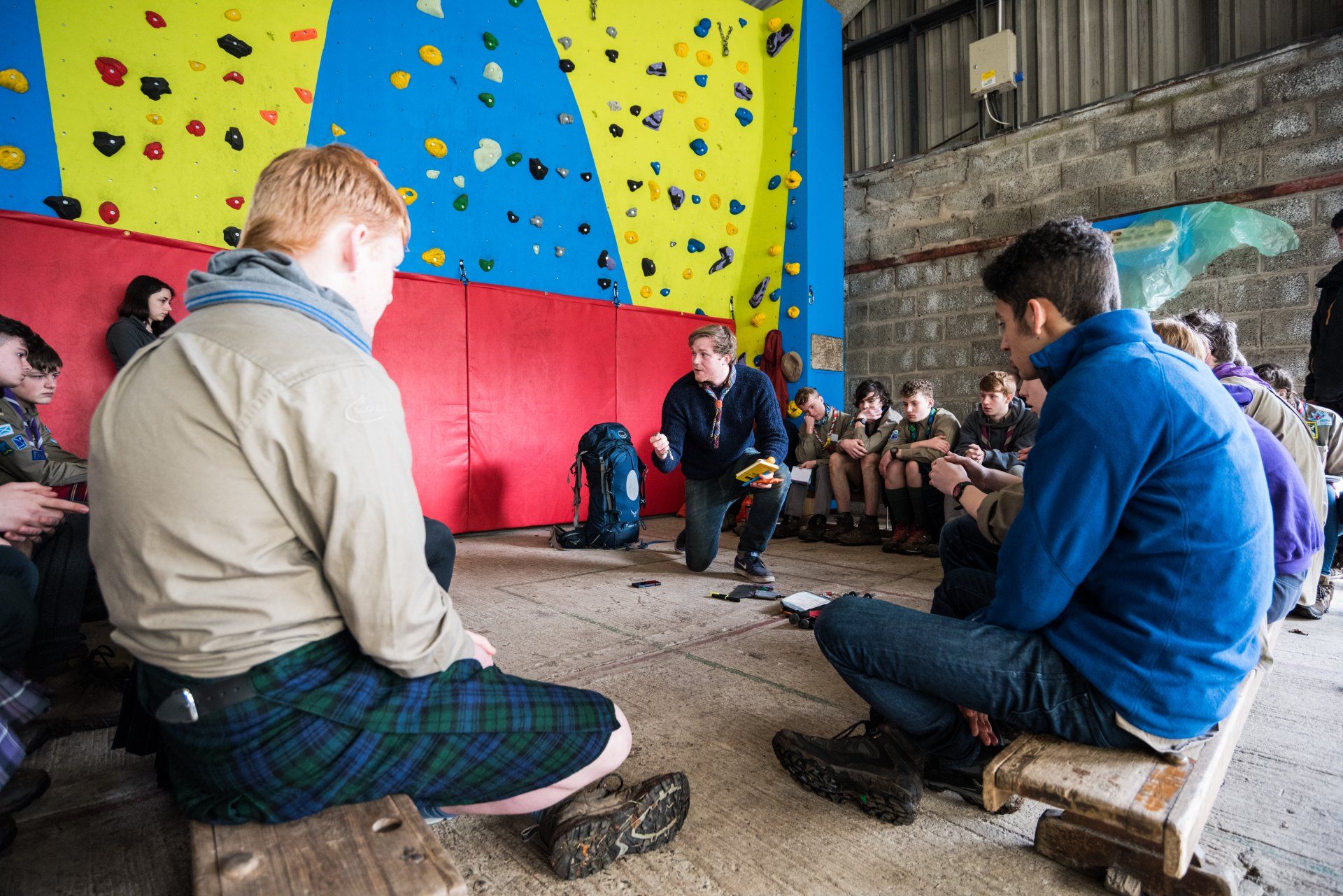 Scouts preparing to go climbing