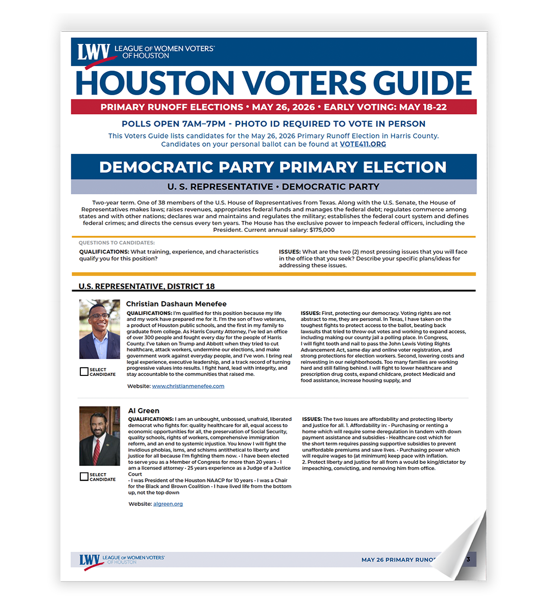 Houston Voters Guide document for December and jan runoff elections