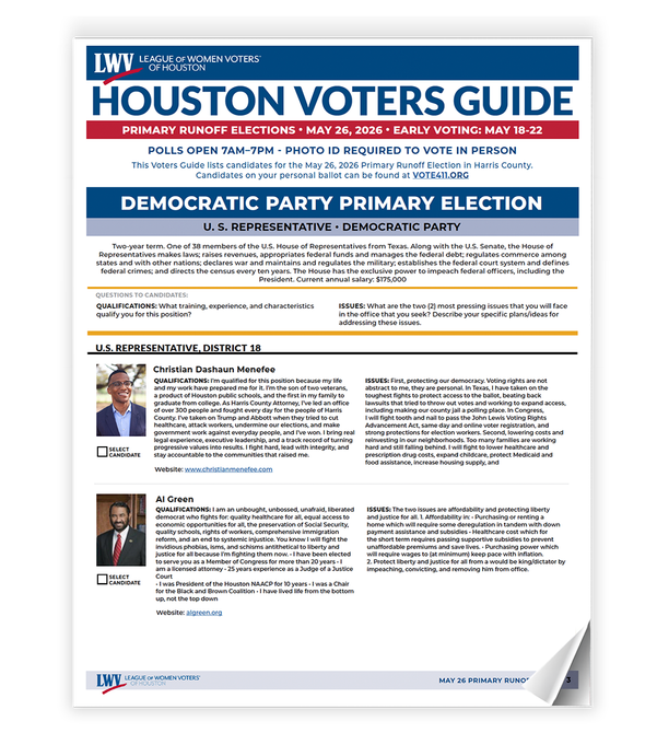 Houston Voters Guide document for December and jan runoff elections
