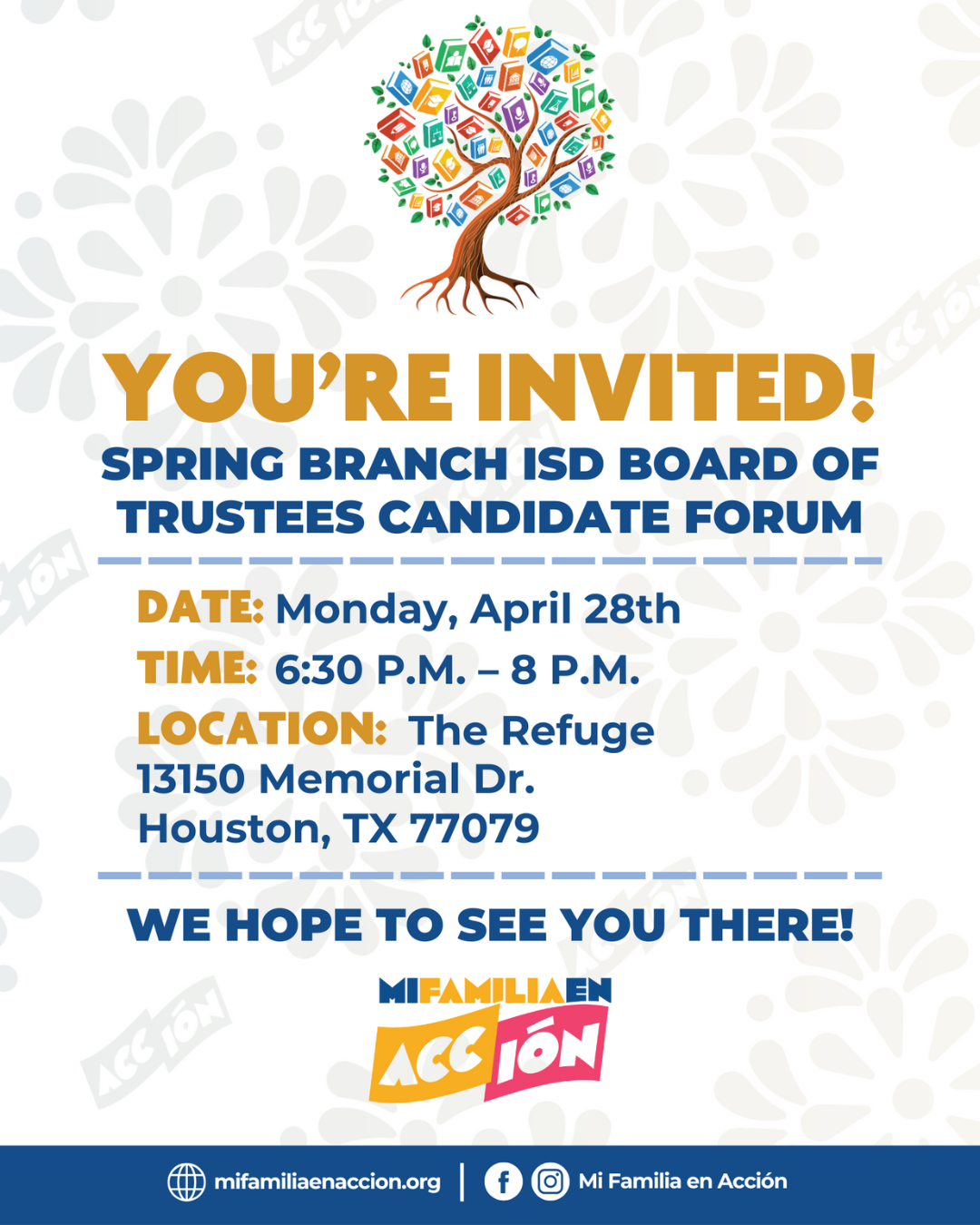 Spring Branch ISD Candidate Forum; 4/28/2025 at 6:30 PM