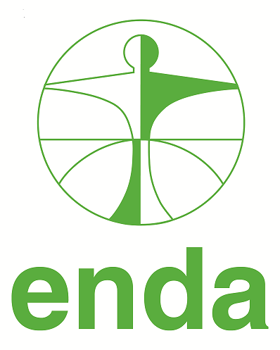 The enda logo is green and has a person in a circle.