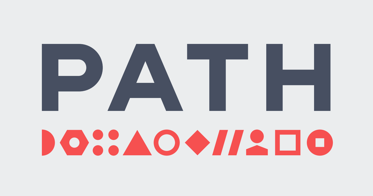 The word path is written in black and red letters on a white background.