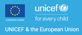 A blue sign that says unicef for every child