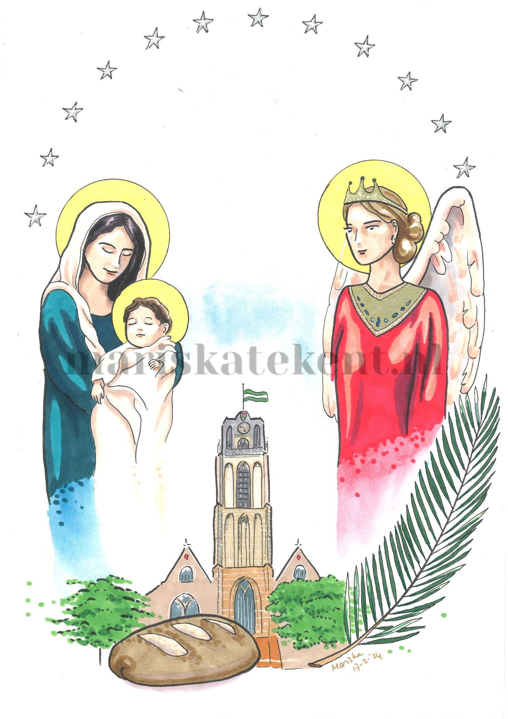 Mariska tekent heiligen geboorteprent