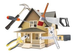 House with various tools overlaid