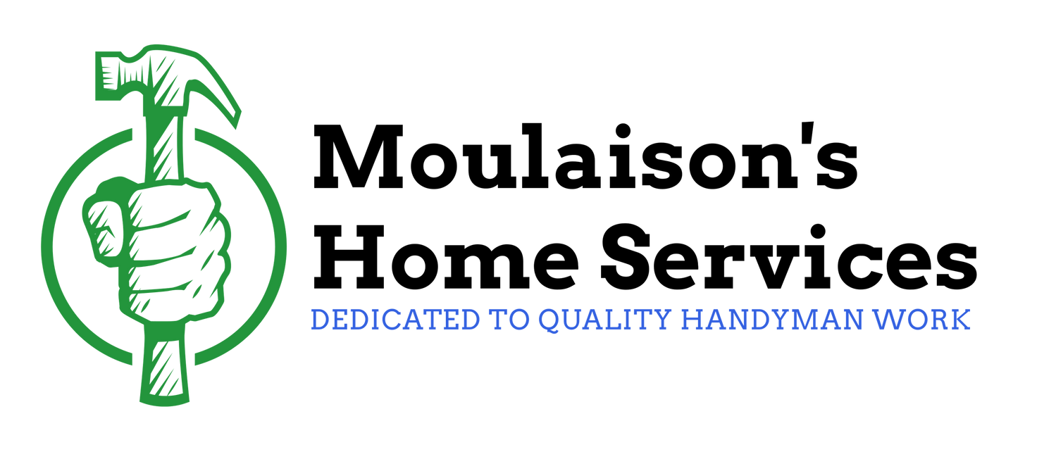 Logo for Moulaison's Home Services. Green hand holding a hammer in a circle. 