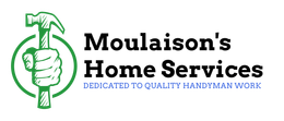 Logo for Moulaison's Home Services. Green hand holding a hammer in a circle. 