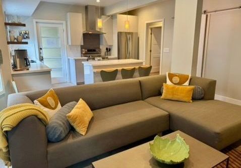 Open Living Area with All Electric Kitchen Appliances