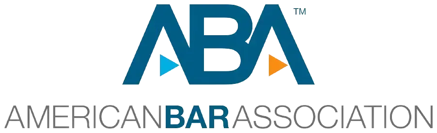 The logo for the american bar association is blue and white.