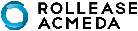 Rollease Acmeda logo with a blue circular icon and black text on a white background