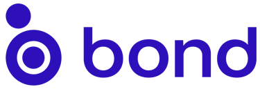 Purple “bond” logo with a circular icon and lowercase text