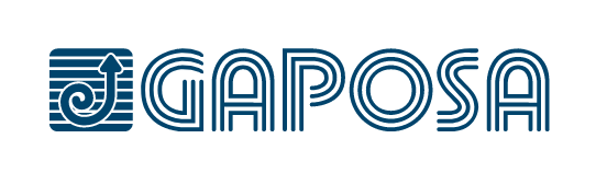 GAPOSA logo in blue with a stylized circular emblem and striped lettermark