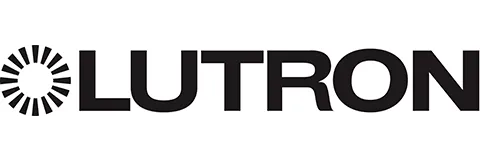 Lutron Lutron logo in black with a circular sunburst icon on a white background